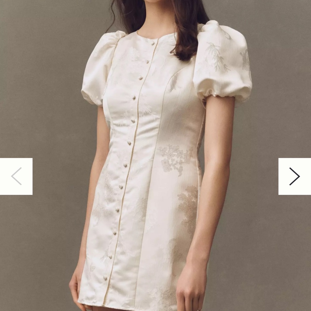 BHLDN Cream Puff Sleeve Mini Dress